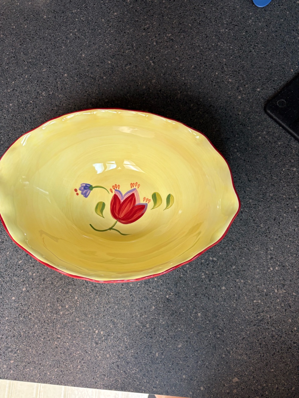 Pfaltzgraff Napoli Hand Painted Ceramic Oval Serving Bowl Scalloped Rim Vintage